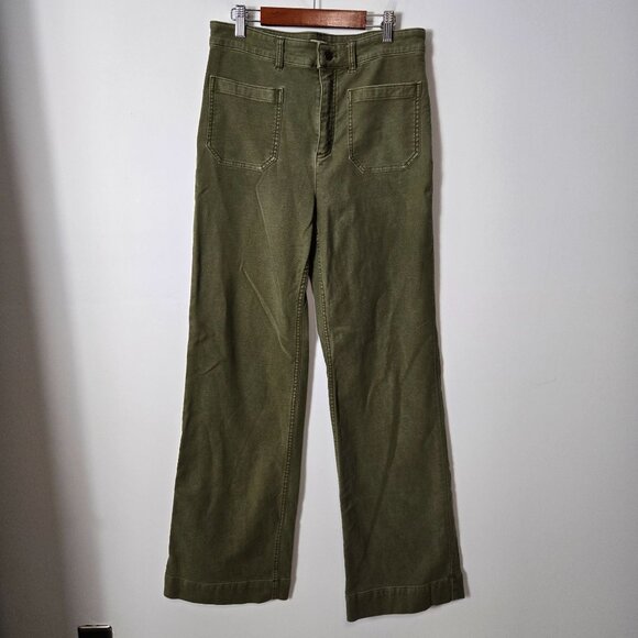 Faherty Women's Size 30 Wide Leg Stretch Terry Patch Pocket Pants Olive Green - Picture 1 of 11